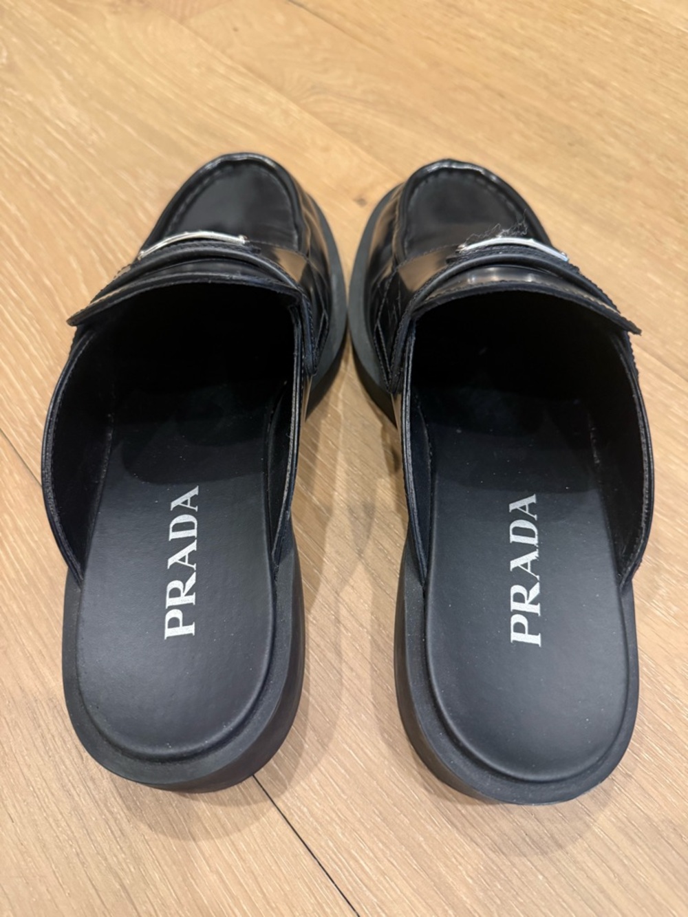 Prada Black Spazzolato Leather Slip On Loafer - size 39.5 - Picture 3 of 8